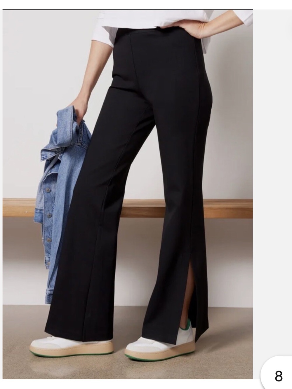 SPANX‎ The Perfect Pant Womens L Petite Ponte Double Split Hem Wide Leg 20543